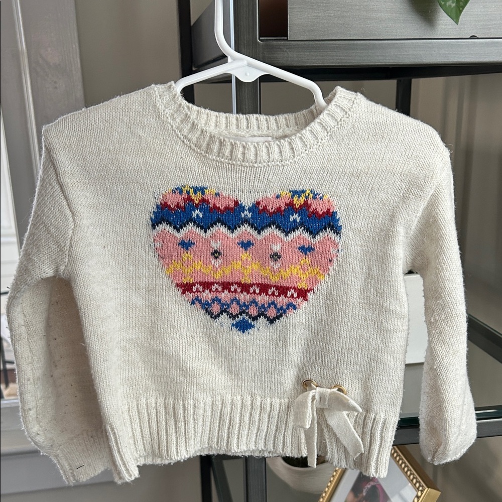 Epic Threads Cream Sweater with Colorful Heart